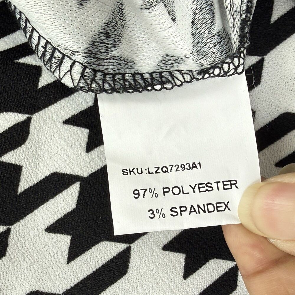 Chicme XL Houndstooth Flare Pants High Waist Stretch Black White Retro - Picture 16 of 16